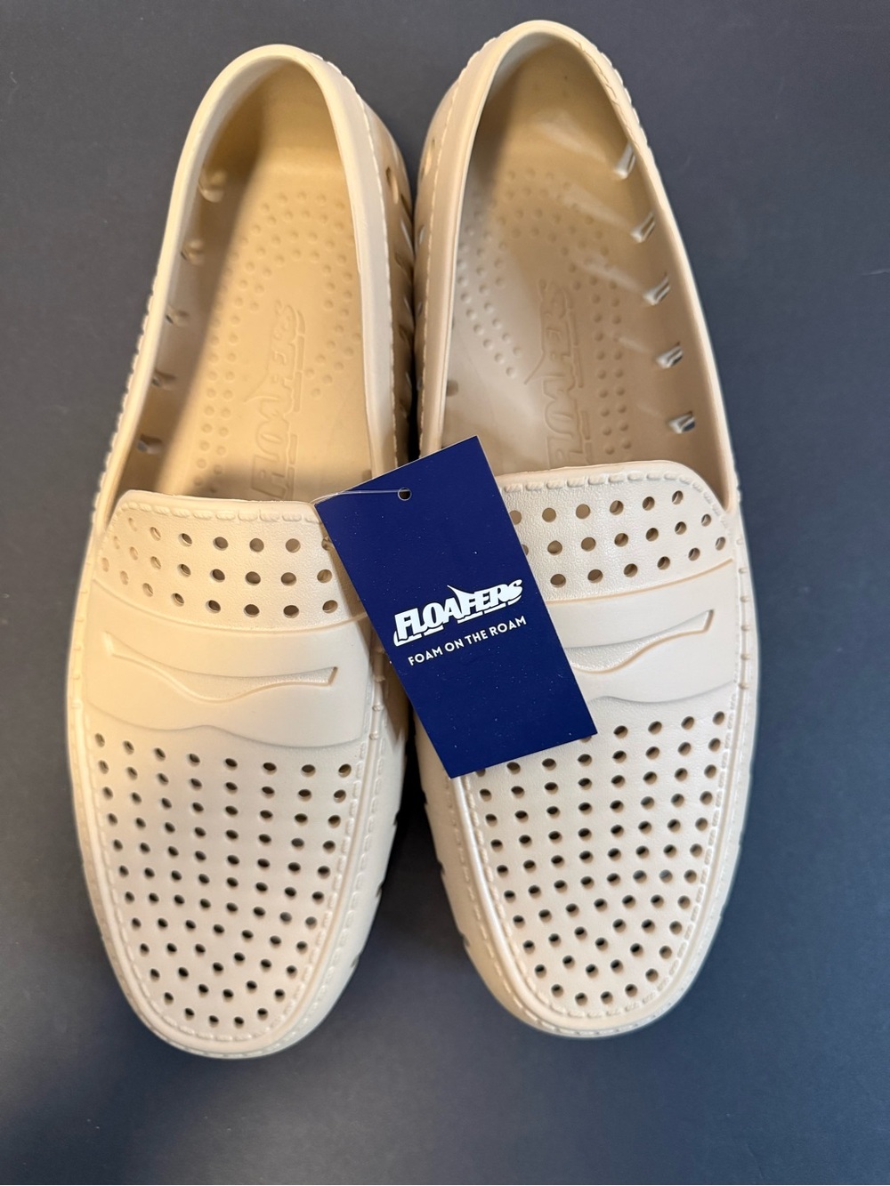 Floaters Men’s Cream Slip-On Loafers - Lightweight Perforated Comfort